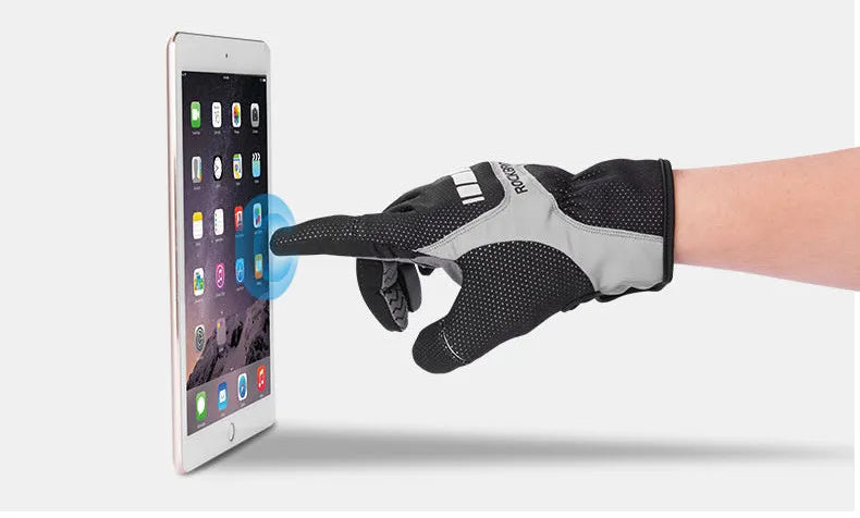 ROCKBROS Cycling Gloves Thermal Autumn Winter Gloves Windproof SBR Touch Screen Bike Gloves Full Finger Shockproof Sport Gloves