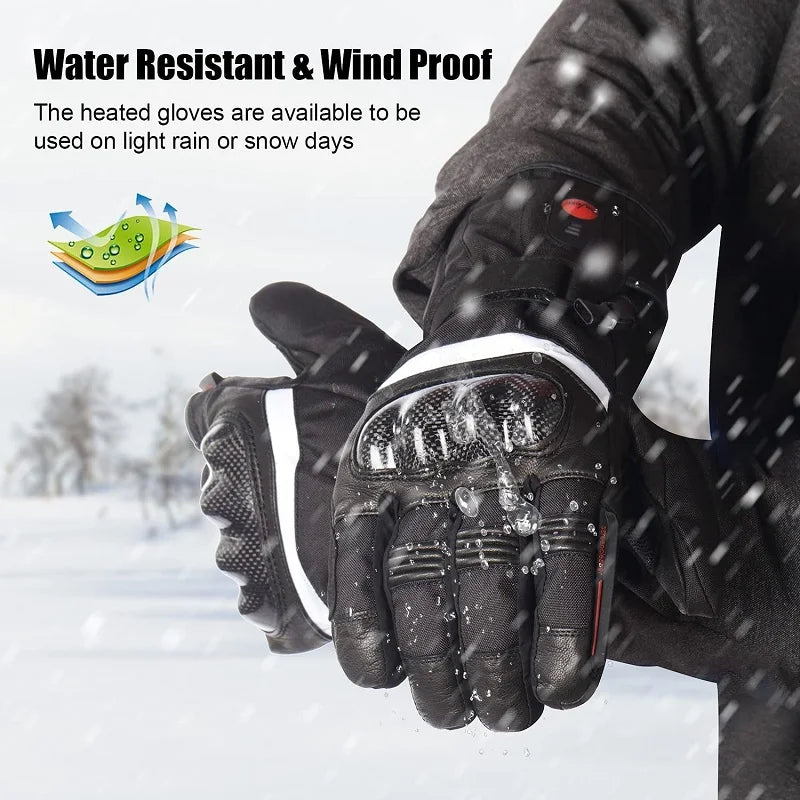 Savior Heat Winter Motorcycle Heated Gloves 7.4V Safe Outdoors Sports Electric Heating Waterproof Windproof KNUCKLE EN13594