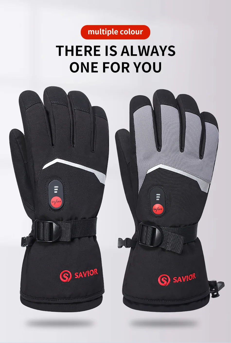 Savior Heat Battery Heated Motorcycle Gloves Goat Skin Leather 3 Shift Temperature Control Waterproof Electric Heated Gloves
