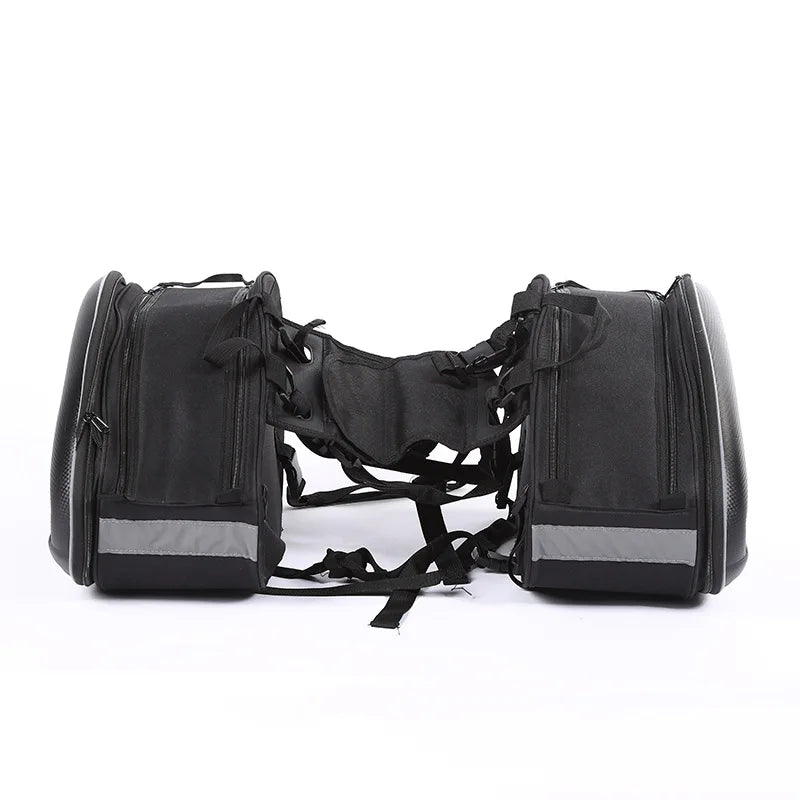 oezrefit 2PCS Universal Fit Motorcycle Pannier Bags Luggage Saddle Bags Side Storage Fork Travel Pouch Box Motorcycle Side Helmet Riding Waterproof 36L-58L with Rain Cover – Black