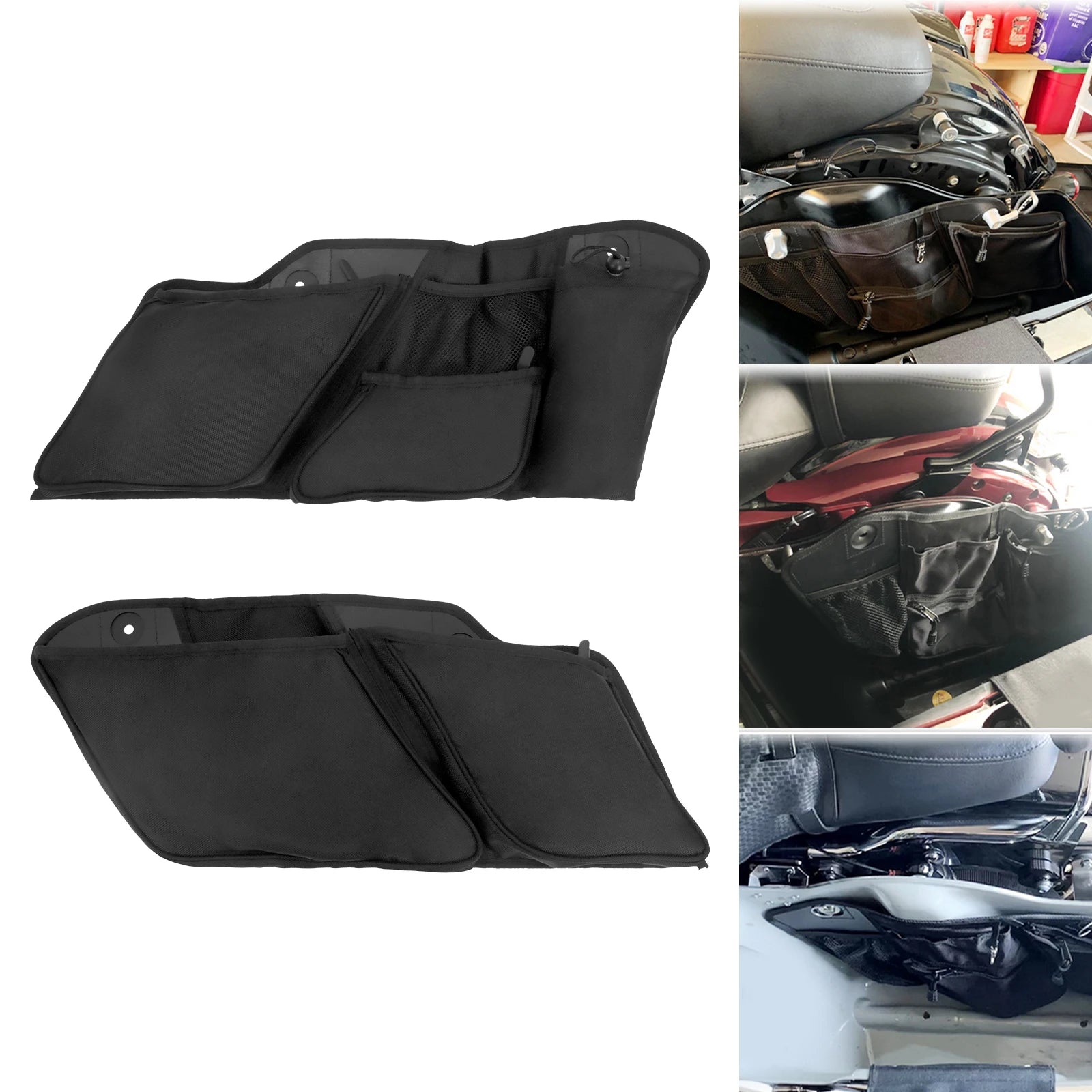 REWMTER Motorcycle Saddlebag Liners Wall Organizer Storage Zipper Tool Bag for Harley Touring Road Glide Street Glide Electra Glide Tri Glide FLHX 2014-2021 – Nylon Waterproof (1 Pair)