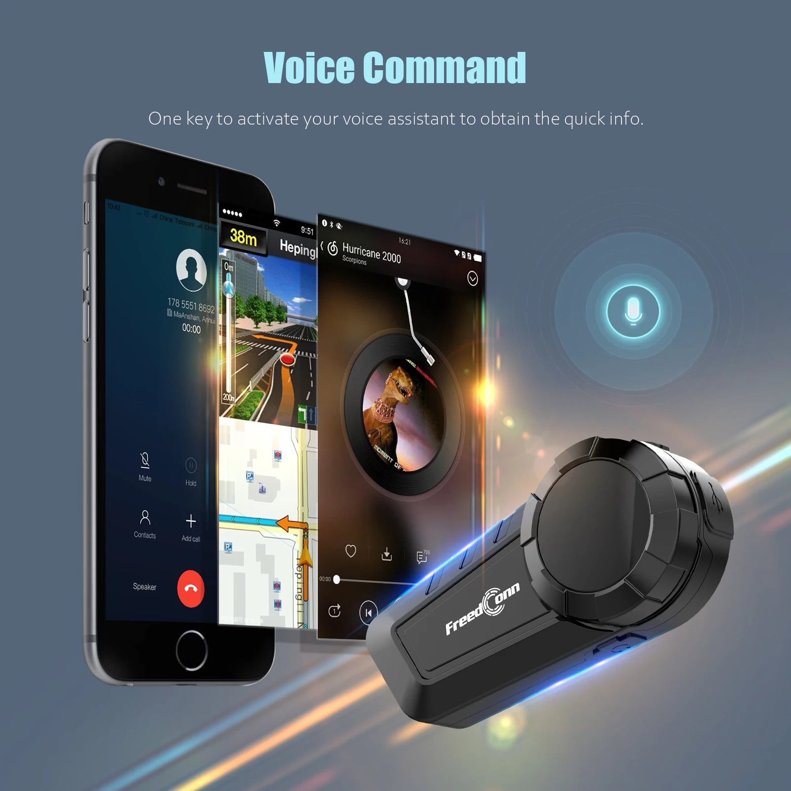 FREEDCONN KY Pro Motorcycle Bluetooth Intercom – 6-Rider 1000m