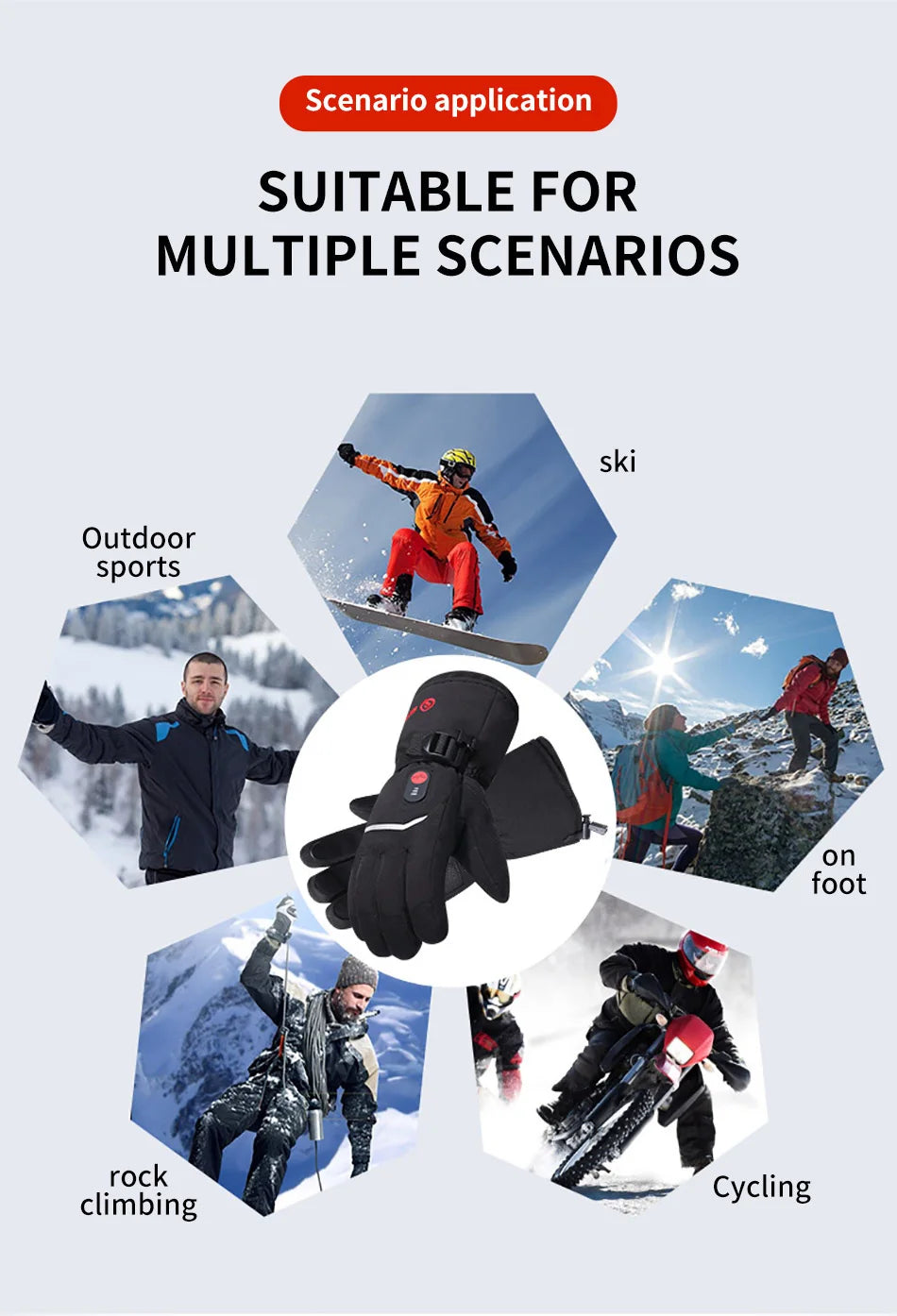 Savior Heat Battery Heated Motorcycle Gloves Goat Skin Leather 3 Shift Temperature Control Waterproof Electric Heated Gloves