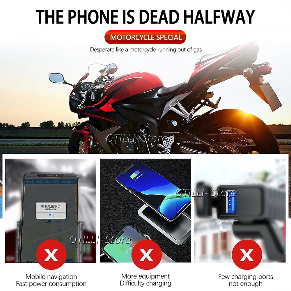 12V Waterproof Dual USB Motorcycle Charger – Fast-Charging Power Outlet for Honda Rebel CM300, CM500 & CM500S