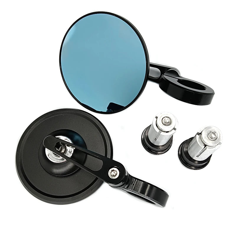 JPMotor Accessories Motorcycle Mirror Aluminium Bar-End 7/8" 22mm Adjustable Rearview Motorcycle Mirror Blue Glass for Street Bike Scooter E-Bike