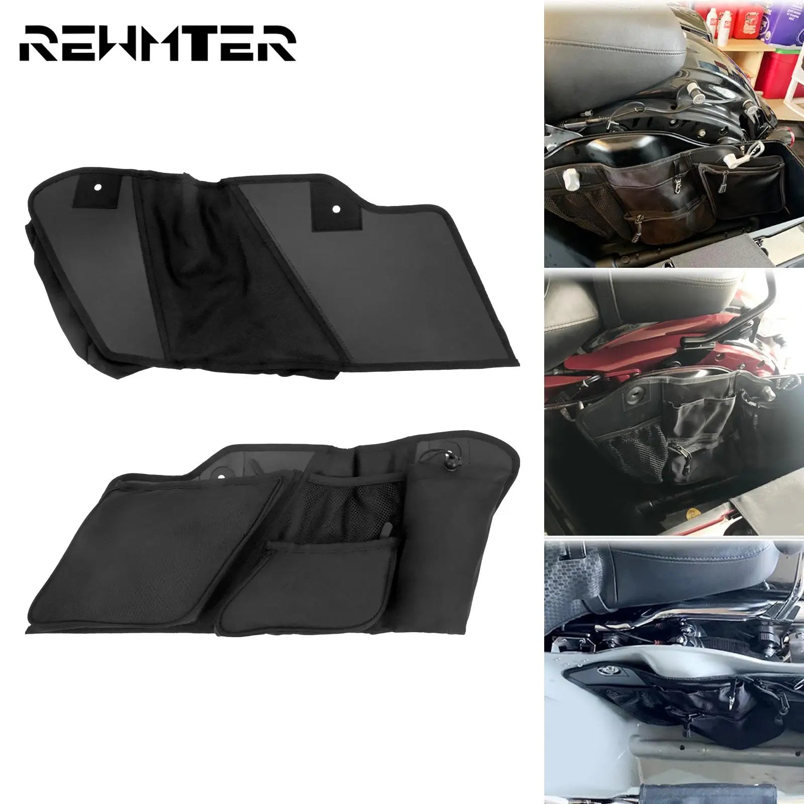 REWMTER Motorcycle Saddlebag Liners Wall Organizer Storage Zipper Tool Bag for Harley Touring Road Glide Street Glide Electra Glide Tri Glide FLHX 2014-2021 – Nylon Waterproof (1 Pair)