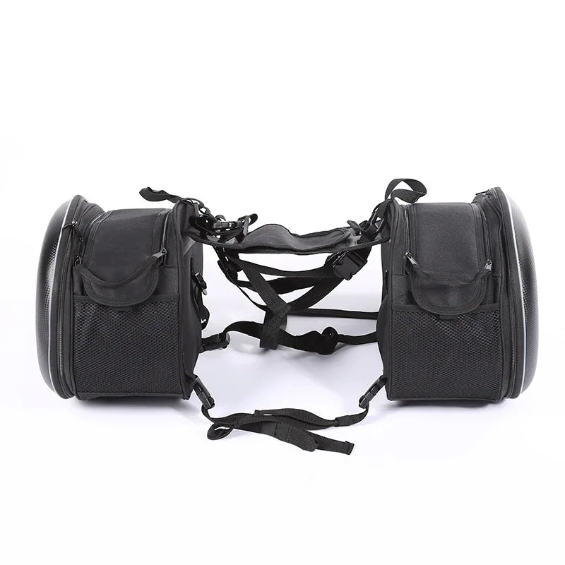 oezrefit 2PCS Universal Fit Motorcycle Pannier Bags Luggage Saddle Bags Side Storage Fork Travel Pouch Box Motorcycle Side Helmet Riding Waterproof 36L-58L with Rain Cover – Black