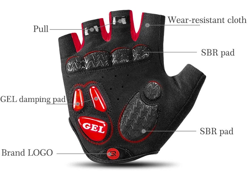 ROCKBROS Cycling Gloves Half Finger Men Women Anti Slip Gel Pad Breathable Motorcycle MTB Road Bike Gloves Sports Bicycle Gloves