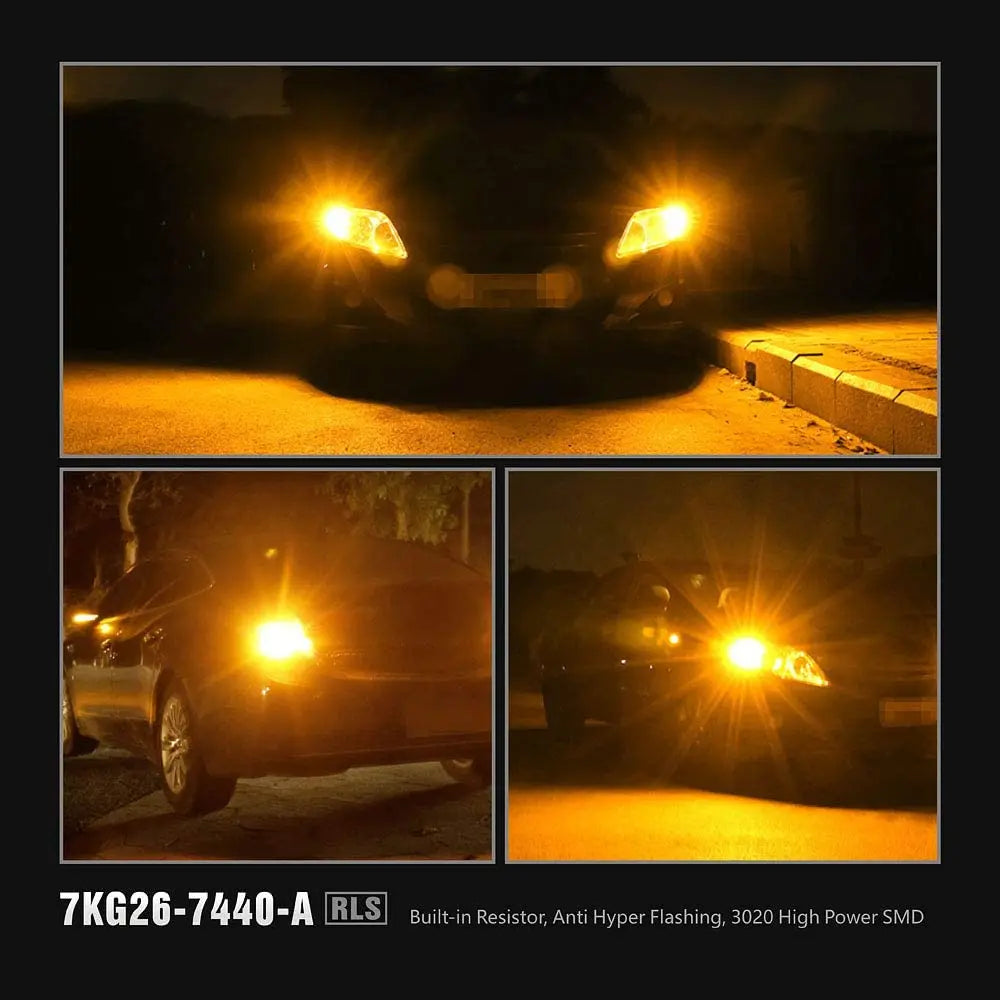 LED Turn Signal Bulbs – 1156 BA15S T20 7440 CANBUS Amber Yellow
