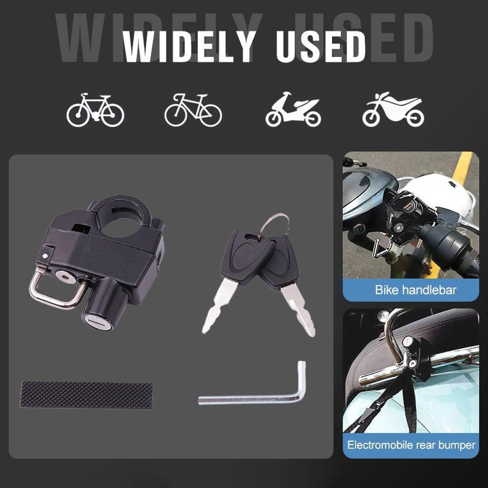 Motorcycle Helmet Lock Anti-Theft Bicycle Helmet Security Locks For 20-28mm Handlebar with 2 Keys and Installation Tool