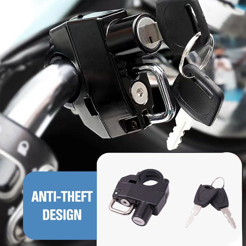 Motorcycle Helmet Lock Anti-Theft Bicycle Helmet Security Locks For 20-28mm Handlebar with 2 Keys and Installation Tool