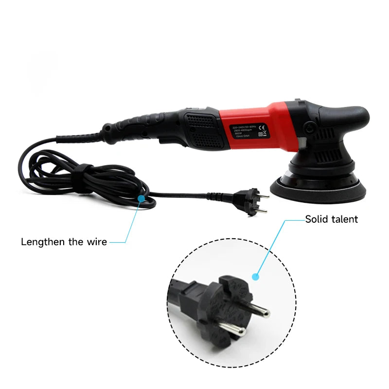 DETAILING North Wolf 900W Dual Action Car Polisher – 15mm / 21mm Orbit – 5" / 6" Pad – 6-Speed – 110V US / 220V EU – Machine Only or Set – CE Certified – $171–305