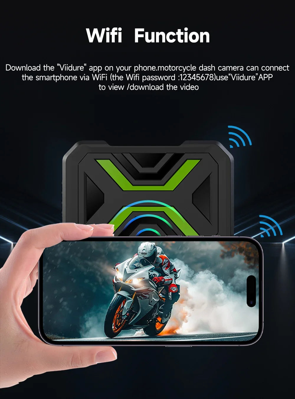 JIUYIN Dual Lens Motorcycle Dash Cam 720P/1080P Front & Rear Waterproof WiFi Night Vision Loop Recording Motorcycle Camera DVR Black Box G-Sensor