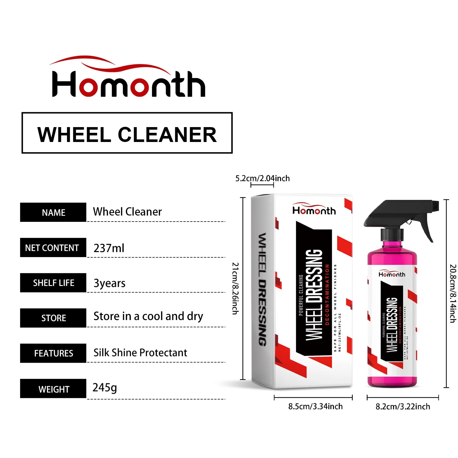 Professional Wheel Cleaner & Alloy Rim Spray 237ml – Brake Dust Remover Tire Renovator Long-Lasting Shine – 1pc / 2pc / 3pc / 4pc – $12–55
