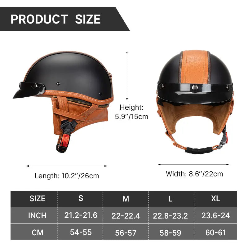 Half Helmets – KEAZ Vintage Retro German-Style Motorcycle Helmet, DOT Certified Unisex Design
