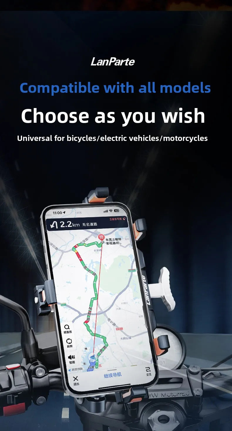 Metal Shockproof Motorcycle Phone Holder 4 Vibration Dampener 15W Wireless Charger Fast Charging Motorbike Bicycle Bike Stand