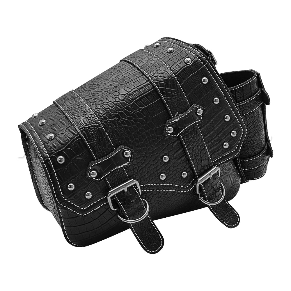 mofastwolf Sportster Iron 883 XL883 1200 Saddlebag Waterproof Storage Bag Motorcycle Swingarm Bag Side Tool Bag PU Leather Hard-Shell Detachable Water Bottle Bag – A-Side / B-Side (1PC)