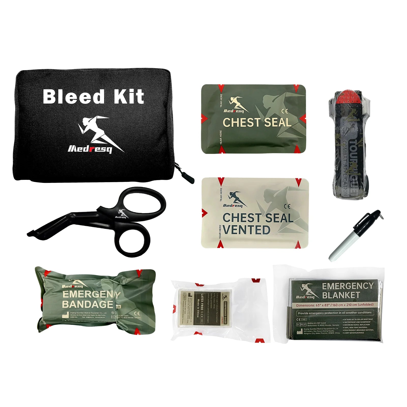 Medresq Compact Personal First Aid Kit, Backpacking, Camping, Emergency, Travel, Tactical, Travel Bag, Escape Bag, First Aid Ess