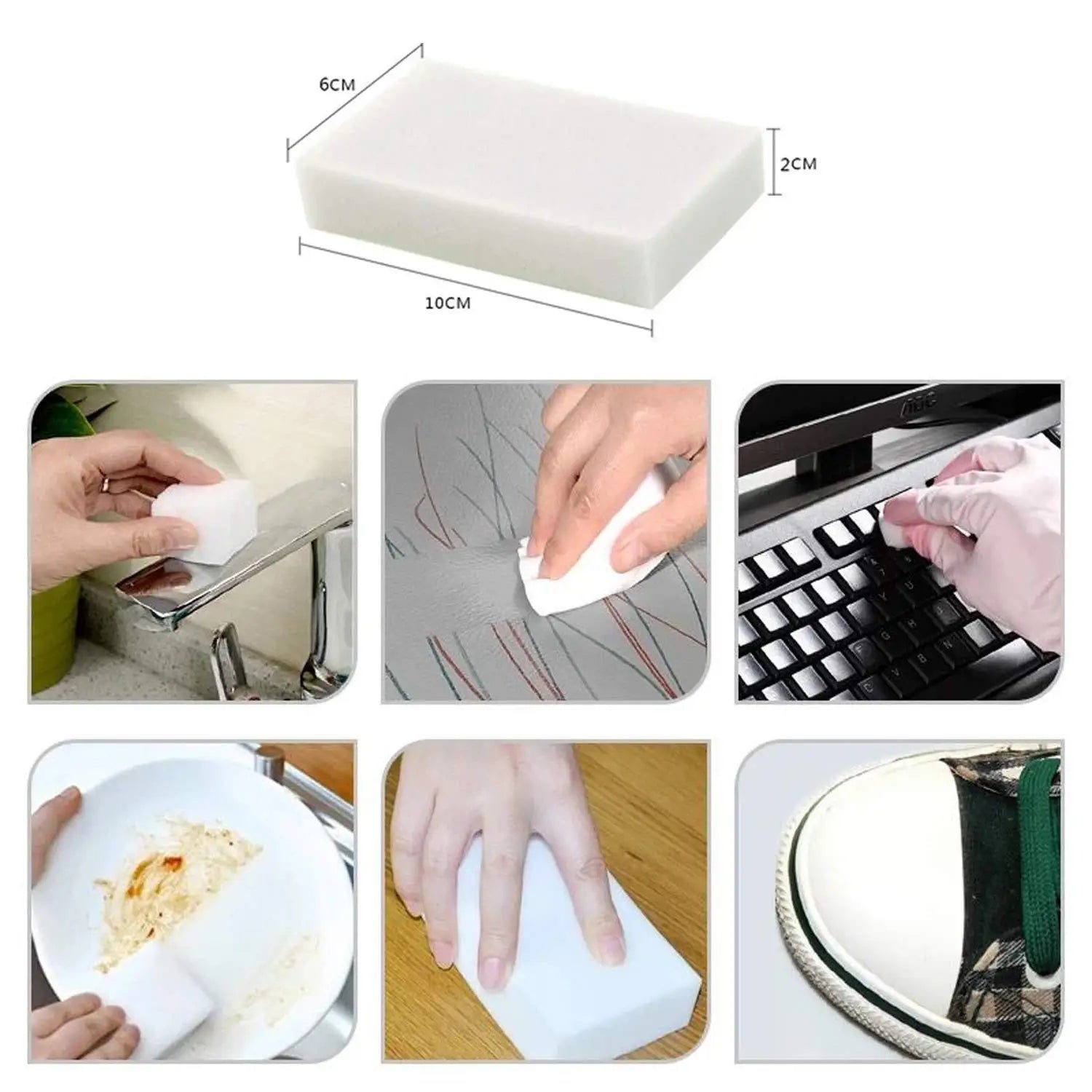 High Density Nano Melamine Magic Eraser Sponge – 5 to 100 Pcs – Motorcycle & Car Cleaning Care Tool – 10×6×2cm / 10×7×3cm – $14