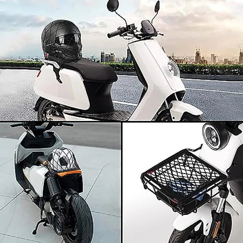 High Elastic Motorcycle Cargo Net 10"x11", Double Layer Bungee Net with Hooks for Helmet Storage & Luggage Securing