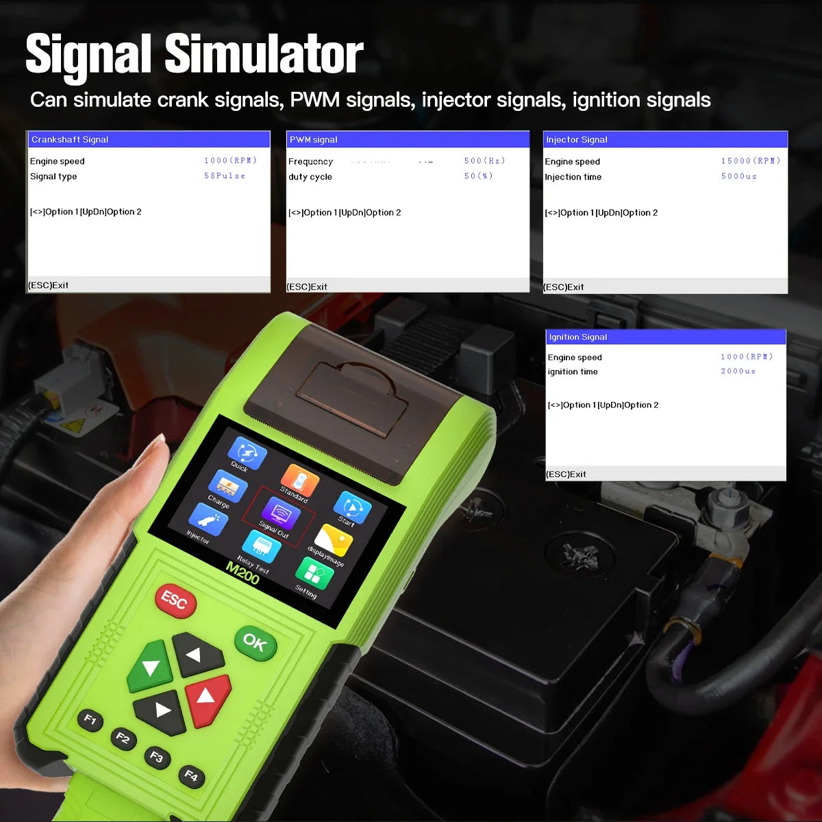 JDiag M200 Professional Motorcycle Diagnostic Scanner – Built-in Printer – 70+ Brands – Signal Simulator – Battery + Injector Test – $235–398