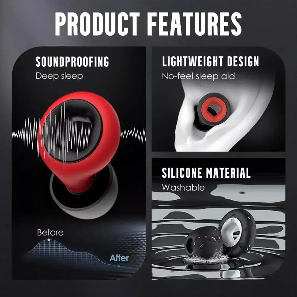 Sleep Soundproof Earplugs Portable Motorcycle Noise Reduction Earplugs Mute Anti-Noise Motorcycle Equipment – Silicone – 14g – Red / Black