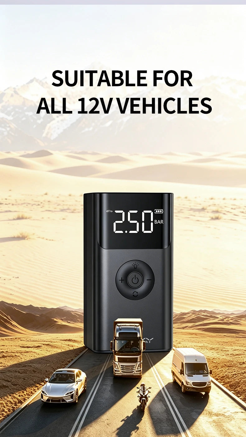 BASEUS QS003 Plus 4-in-1 Jump Starter – 12V 1000A with 150PSI Air Compressors, LED Light & Power Bank