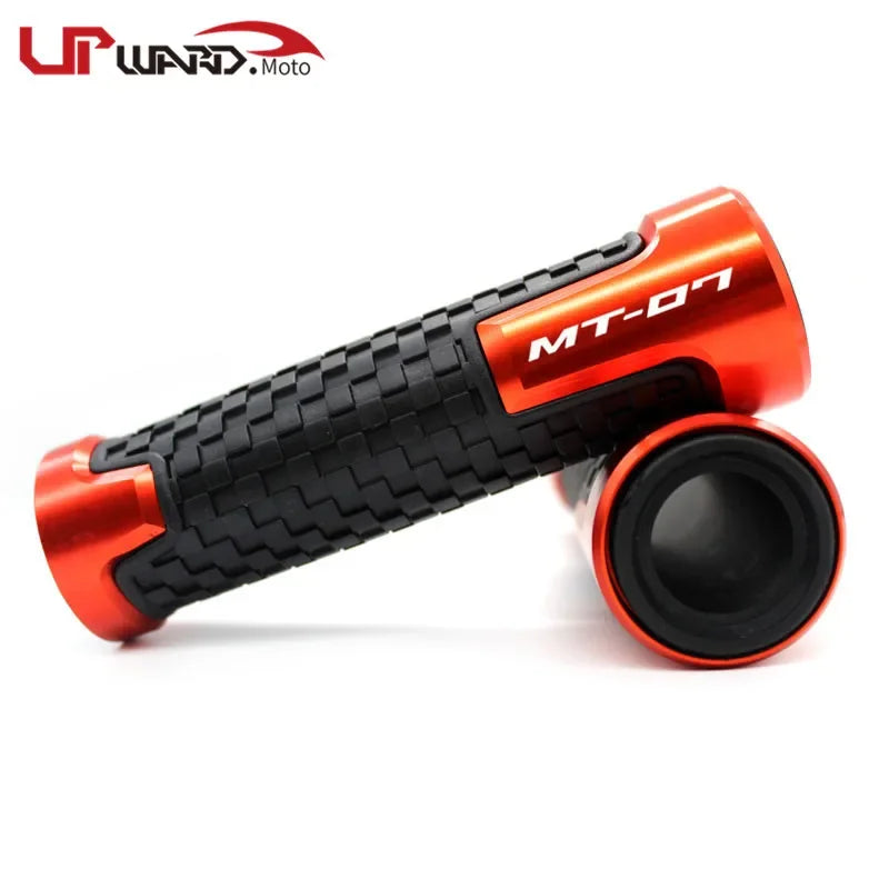 Yamaha MT-07 FZ-07 CNC Billet Aluminum Motorcycle Handlebar Grips 7/8" 22mm Universal Anti-Slip Rubber End Grips for MT07 FZ07 2014 2015 2016 2017 2018 2019 – 7 Colors (1 Pair)