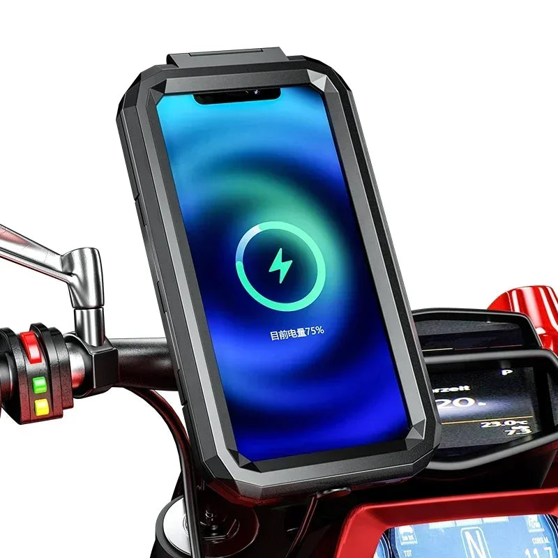 Motorcycle Wireless Charger Holder QC 3.0 Fast Charging Motorbike Phone Waterproof Cellphone Stand For iPhone 17 16 15 Samsung
