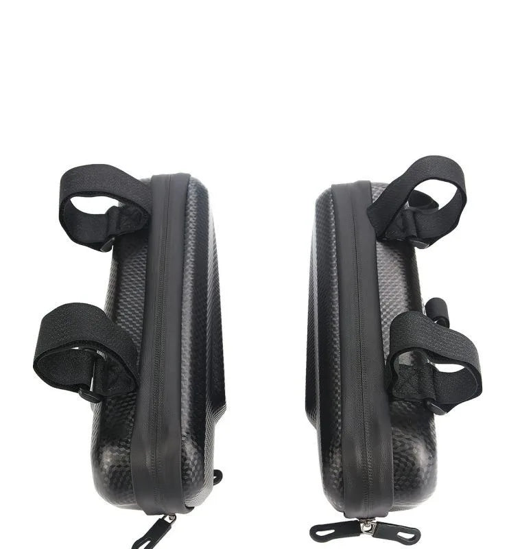 Large Capacity Motorcycle Side Bag Universal No Logo Saddlebag Waterproof Multifunctional Storage Pouch EVA Hard Shell Triangle Bag – Black (Left-B / Right-A / One Pair-AB)