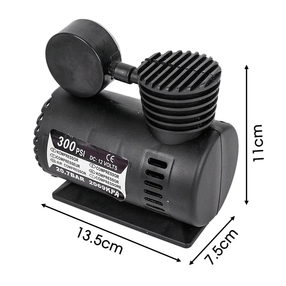 Portable Air Compressor – 300 PSI 12V Mini Tire Inflator