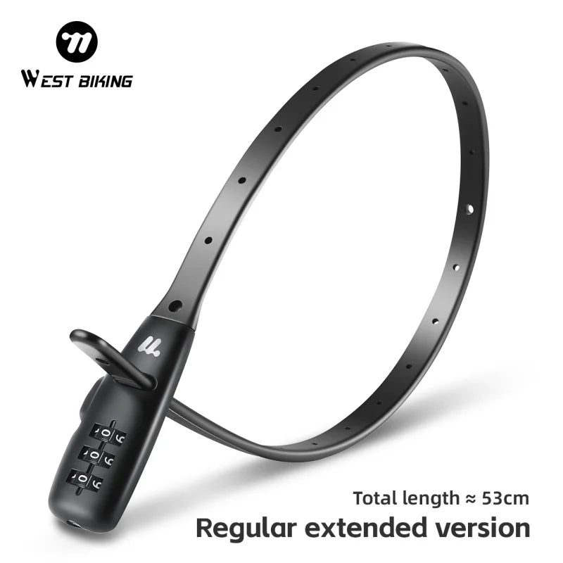 WEST BIKING Bicycle Lock Portable Cable Zinc Alloy Lock Motorcycle Helmet Password Lock Safety Anti-Theft Adjustable Rope Lock