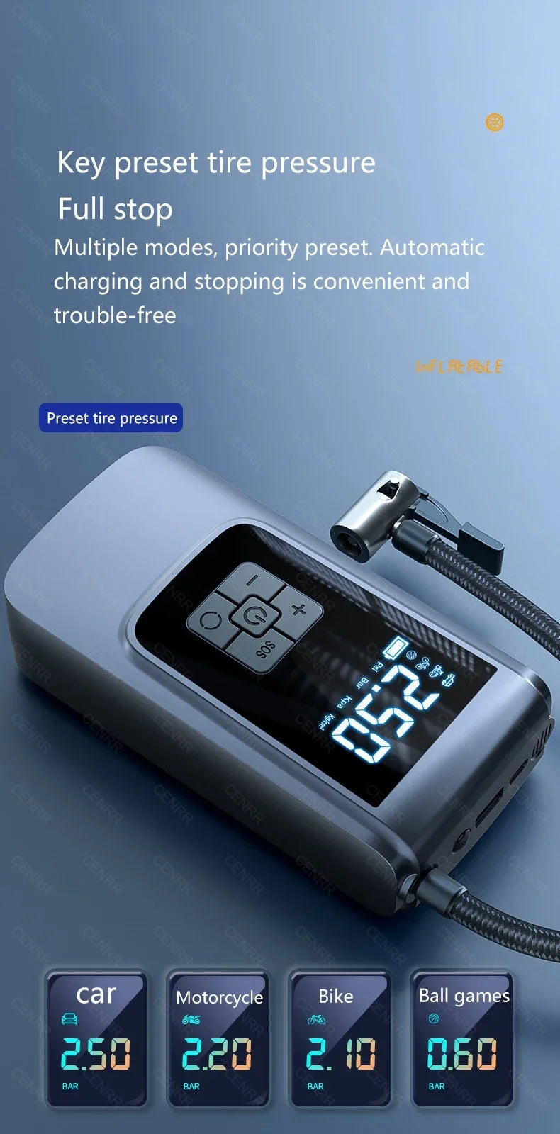 Portable Air Compressor – Wireless Tire Inflator with LCD Display