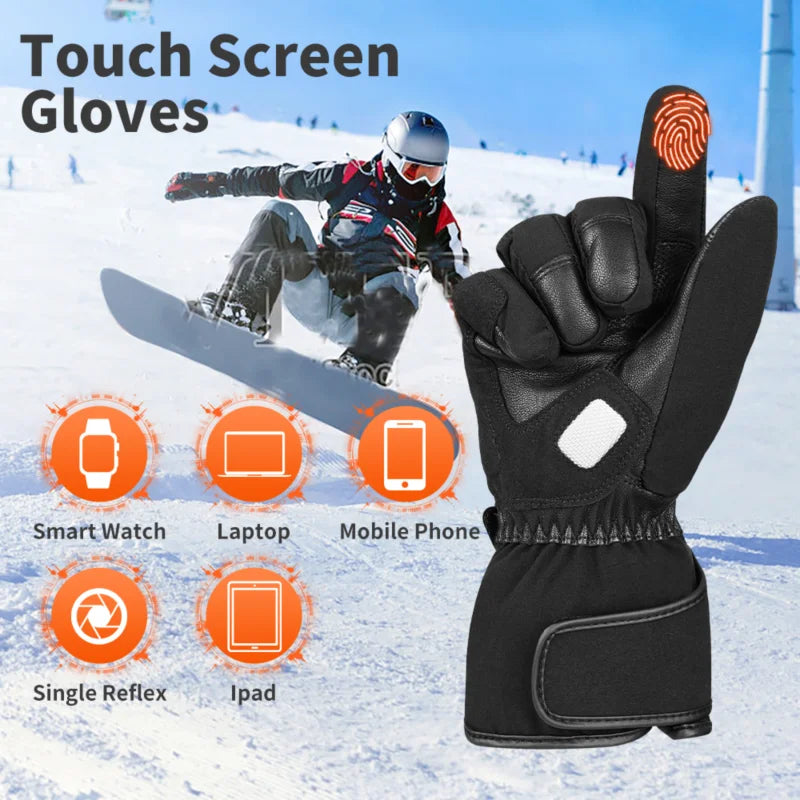 DW Heated Gloves Motorcycle Winter Heated Gloves Warm Waterproof Rechargeable Heating Thermal Gloves Snowmobile Battery Charger