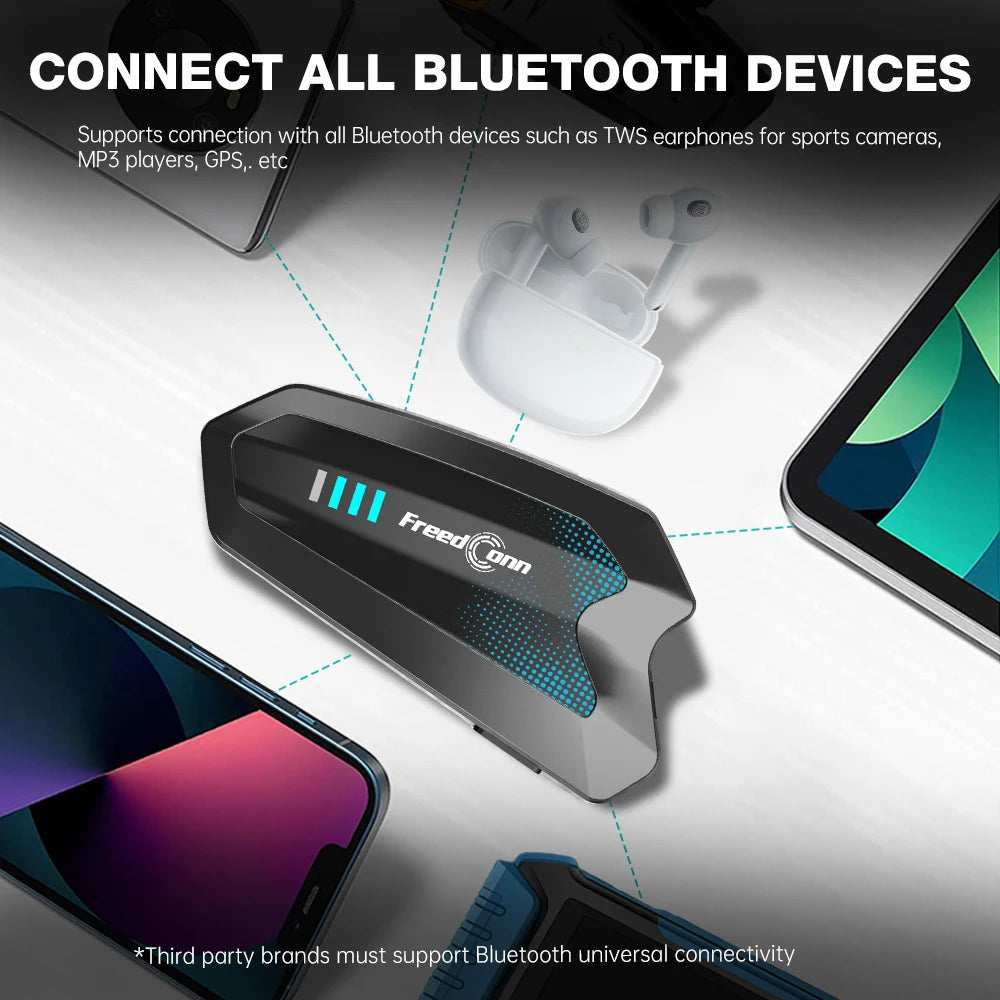 FREEDCONN HERO Motorcycle Bluetooth Intercom – 6-Rider 1500m