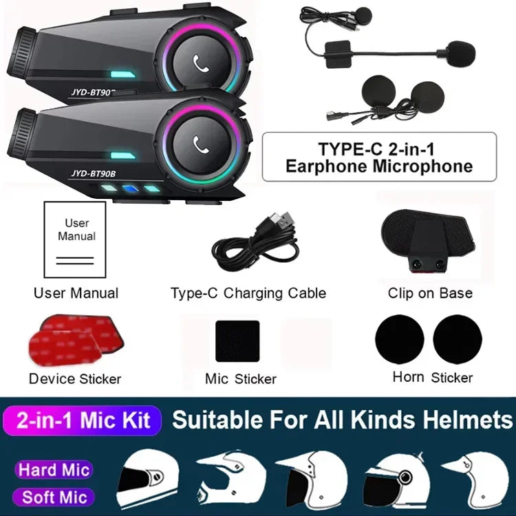 Motorcycle Bluetooth Headset – Wireless Helmet Intercom with Camera