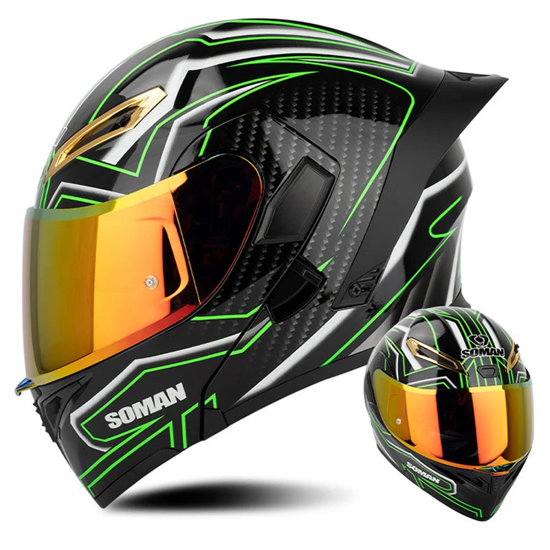 DOT Approved Modular Full Face Motorcycle Helmet – Flip-Up Dual Visor, All-Season