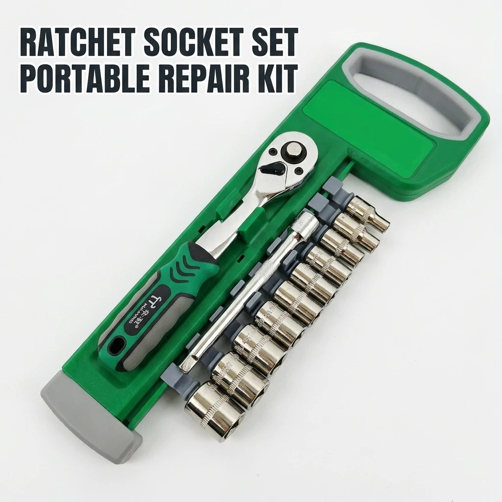 oein 1/4" Drive 12-Piece Ratchet Socket Wrench Set – 72-Tooth, Chrome Vanadium Steel – Motorcycle / Car Repair – Storage Case – $18