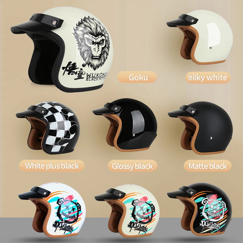 Open Face Helmets – DOT Certified Retro Motorcycle Helmet, Cafe Racer & Street Riding for Men