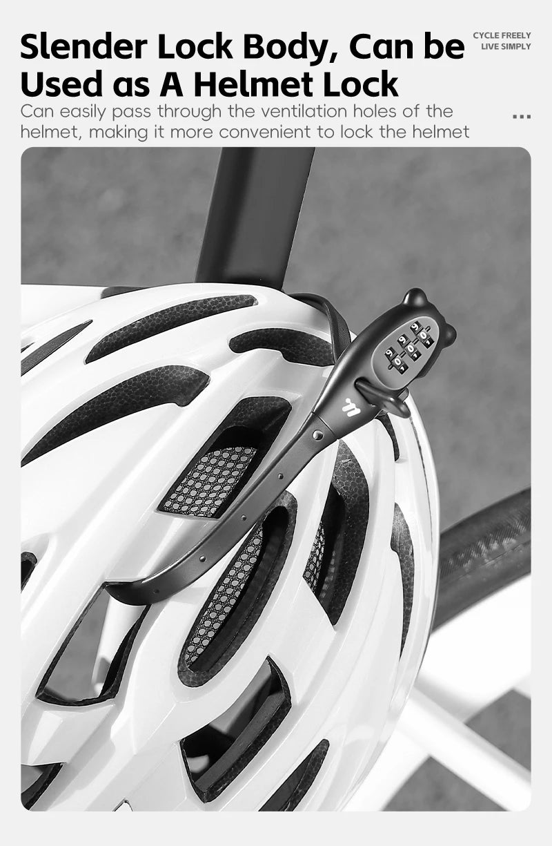 WEST BIKING Anti-theft Bike Tie Lock Portable Security 3 Digit Bike Helmet Lock Motorcycle Scooter  Zinc Alloy Bicycle Tie Lock