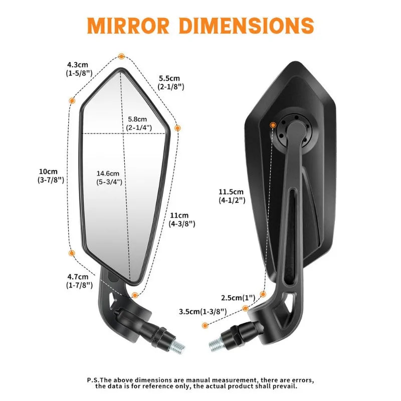 2pcs Motorcycle Rearview Mirror Rotating Side Mirrors Universal Scooter Mirrors for Harley Davidson Road King Glide Softail Dyna