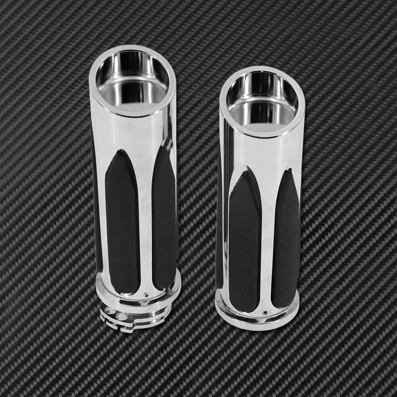 MACTIONS Harley-Davidson CNC Billet Aluminum Motorcycle Handlebar Grips 1" 25mm Rubber Vibration-Absorbing Hand Grips for Harley Touring Road King Sportster XL 883 1200 Dyna Softail V-Rod – 3 Styles (1 Pair)