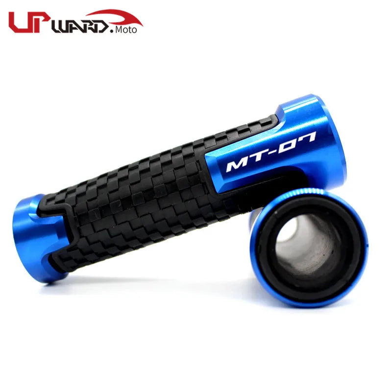 Yamaha MT-07 FZ-07 CNC Billet Aluminum Motorcycle Handlebar Grips 7/8" 22mm Universal Anti-Slip Rubber End Grips for MT07 FZ07 2014 2015 2016 2017 2018 2019 – 7 Colors (1 Pair)