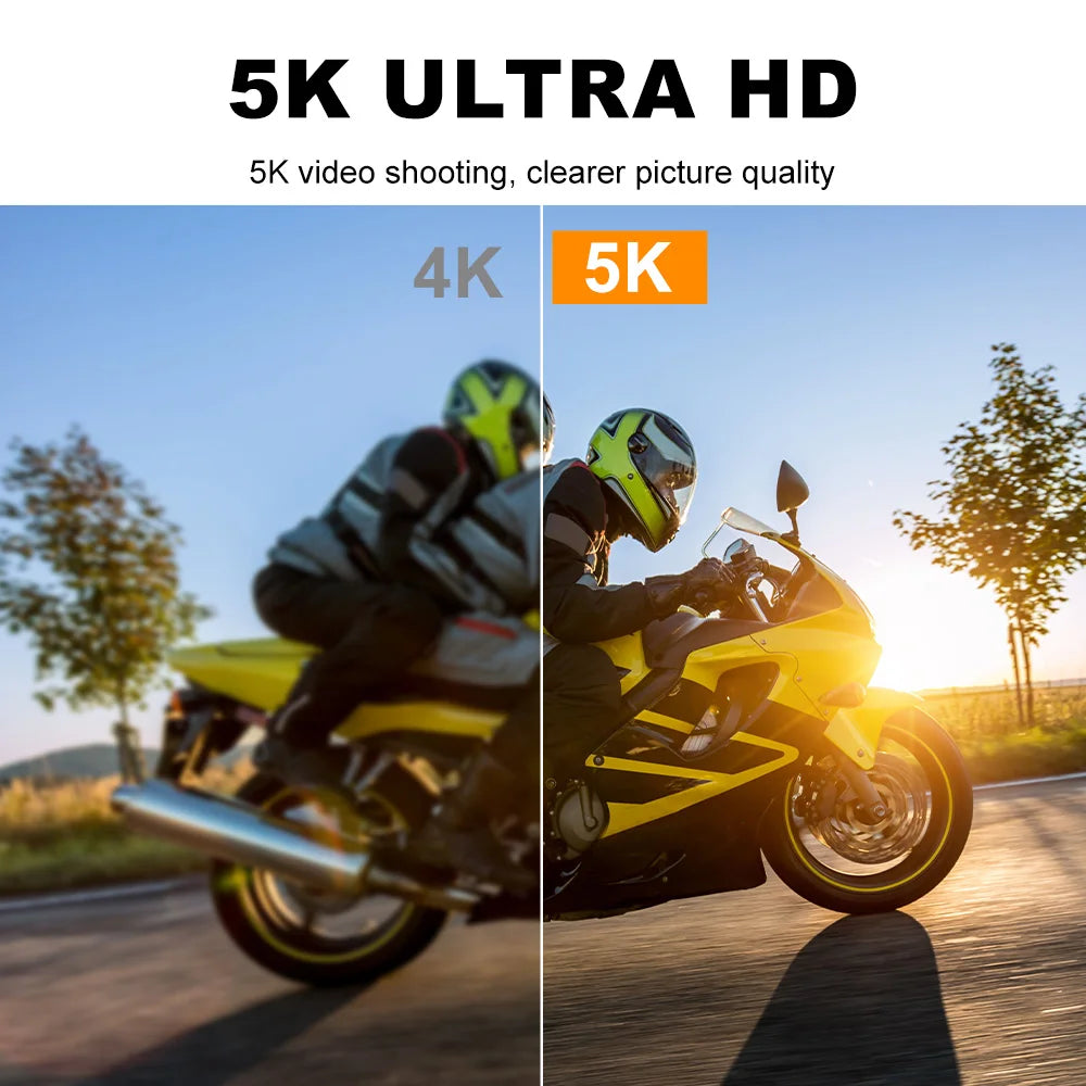 OURLIFE 5K Action Camera 4K60FPS 48MP Sony Sensor 2.0" Touch Screen WiFi EIS 170° Wide-Angle 30M Waterproof Remote Control Sports Camera for Bicycle Motorcycle Diving Outdoor