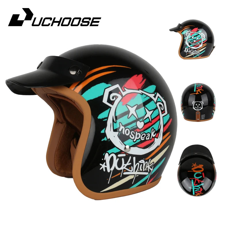 Open Face Helmets – DOT Certified Retro Motorcycle Helmet, Cafe Racer & Street Riding for Men