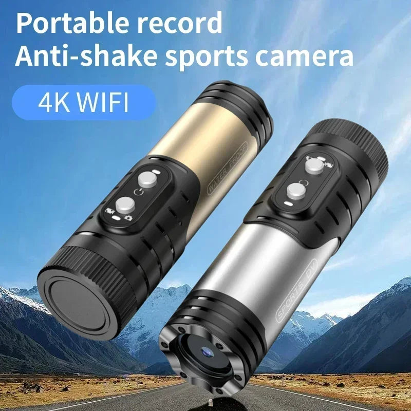 DIXSG 4K / 1080P WiFi Sports Action Camera IP66 Waterproof EIS Anti-Shake H.265 120° Wide-Angle No Screen Record While Charging Motion Detection Bicycle Motorcycle Helmet Cam Camcorder