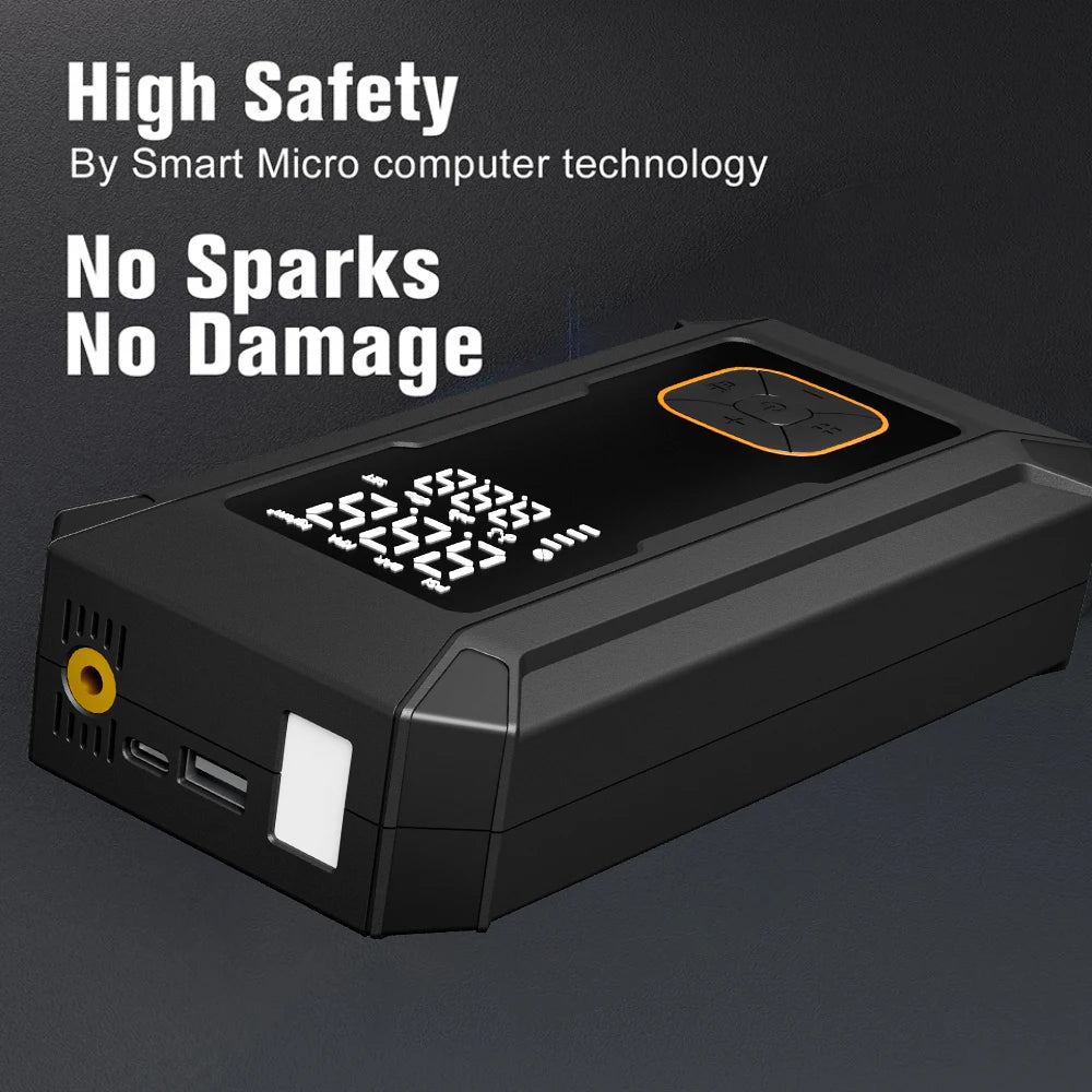 Motorcycle Jump Starter Q28 4000A with 150PSI Air Compressor Portable Power Bank Tyre Inflator 400 Lumen LED Light 12V