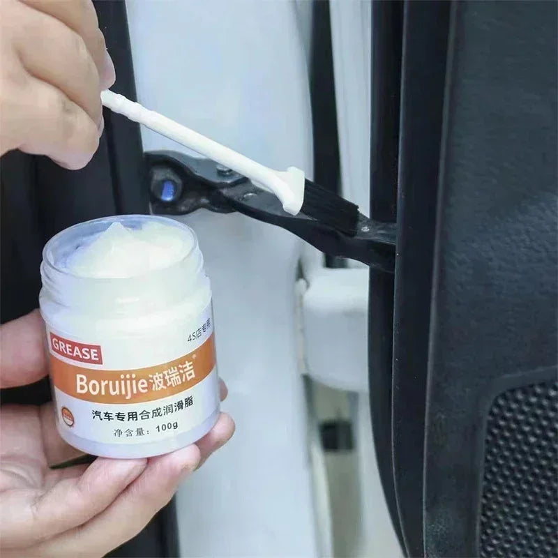 100g White Multipurpose Grease Lubricant – Car Door Hinge Sunroof Track Seat Rail Trunk Lock – Anti-Noise Anti-Rust Anti-Wear – Grease / Grease+Brush / Grease+Brush+Towel – $15