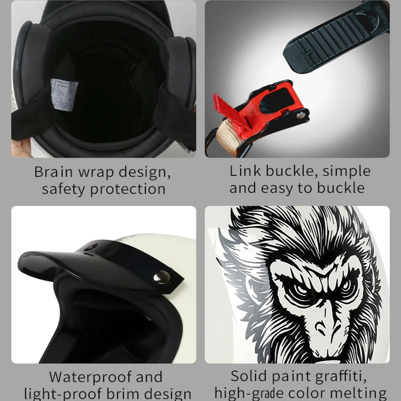 Open Face Helmets – DOT Certified Retro Motorcycle Helmet, Cafe Racer & Street Riding for Men