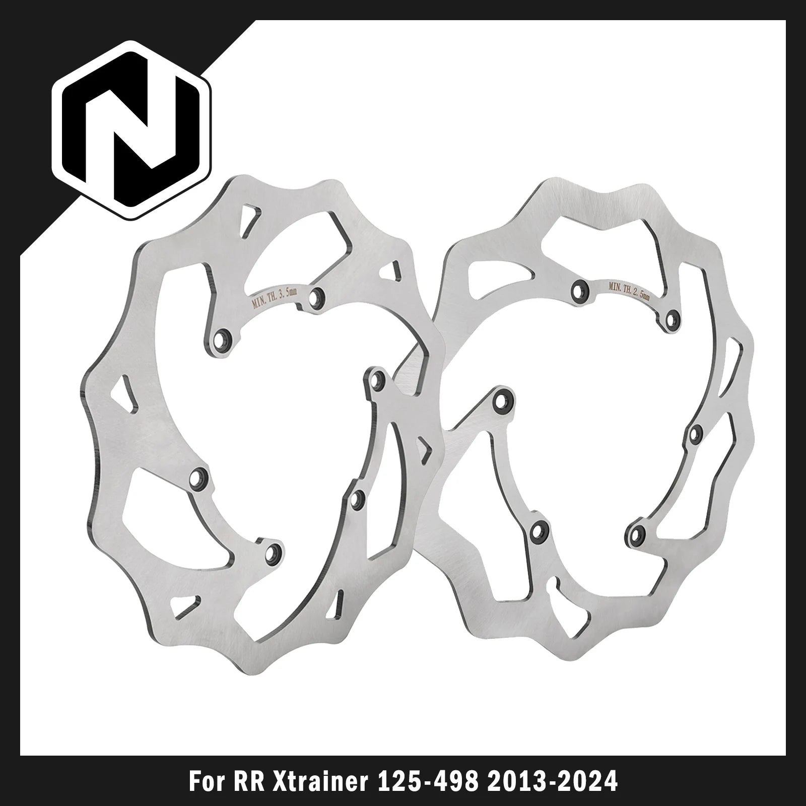 Stainless Steel Front and Rear Brake Disc Rotors for Beta RR XTrainer 125 250 300 350 450 480 498 2013–2024 – Brake Disc Tools – Front 260mm / Rear 240mm – HRC 36 – from $66